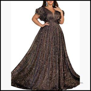 Plus Size Formal Evening Dress A Line Long Prom Gown 100% Polyester